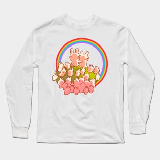 Bunnies watching a rainbow sunset Long Sleeve T-Shirt